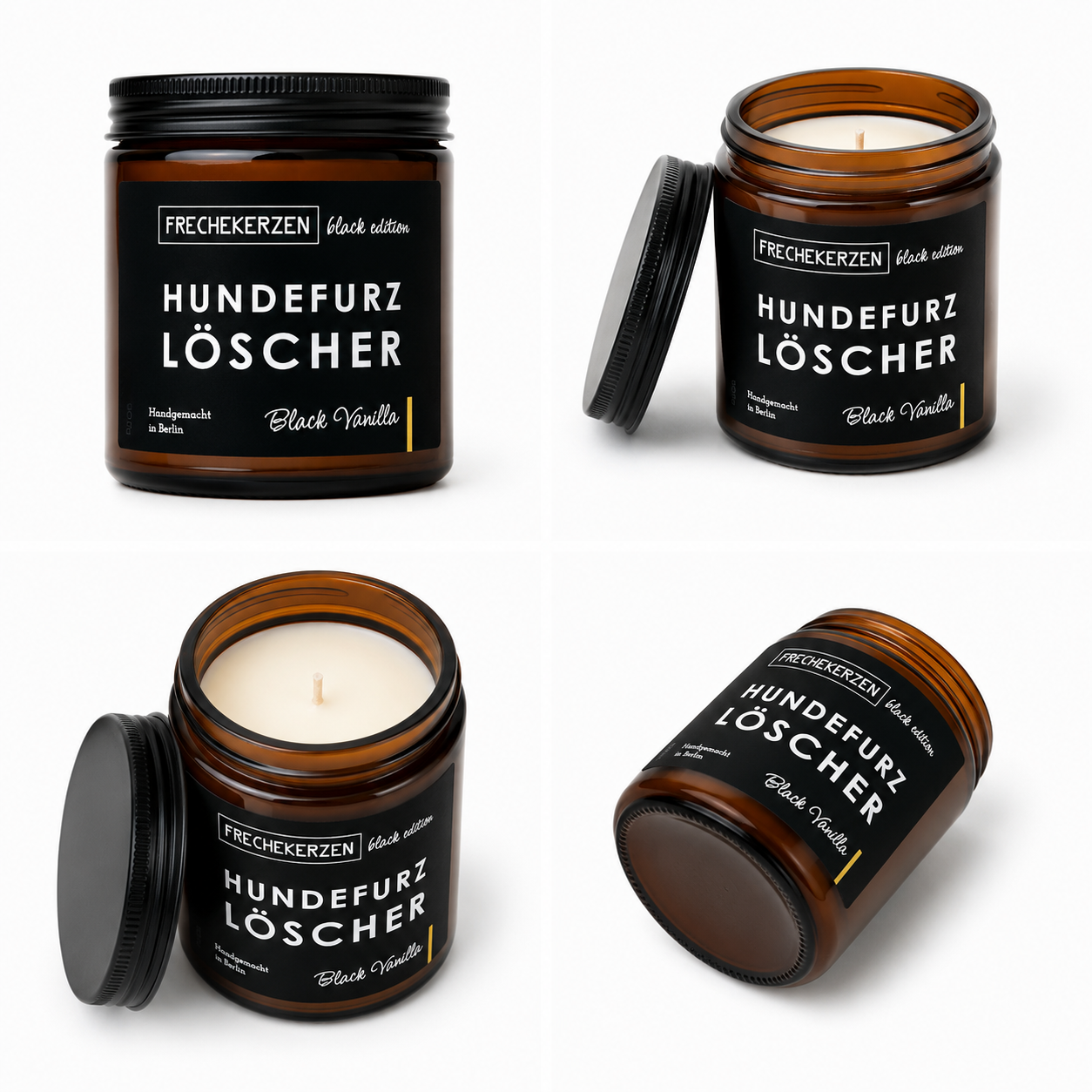 Freche Duft-Kerze "Hundefurz löscher" Black Vanilla